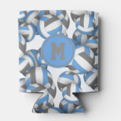 Ltブルーグレーバレーボールのパターン選手モノグラム 缶クーラー (裏面)