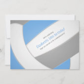 ltブルーグレーバレーボール子供の誕生日チームパーティー 招待状 (正面)