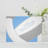 ltブルーグレーバレーボール子供の誕生日チームパーティー 招待状 (スタンド正面)