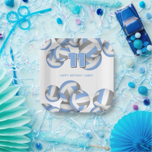 ltブルーグレーバレーボール子供の誕生日パーティー ペーパープレート (パーティー)