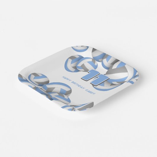 ltブルーグレーバレーボール子供の誕生日パーティー ペーパープレート (傾斜あり)