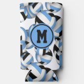 Ltブルーブラックバレーボールのパターンプレーヤーのモノグラム スリム缶クーラー (正面)