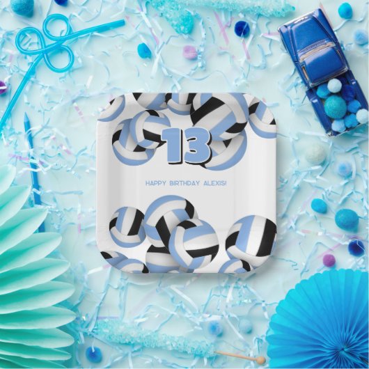 ltブルーブラックバレーボール子供の誕生日パーティー ペーパープレート (パーティー)