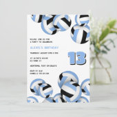 ltブルーブラックバレーボール誕生日またはチームパーティー 招待状 (スタンド正面)