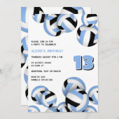 ltブルーブラックバレーボール誕生日またはチームパーティー 招待状 (正面/裏面)