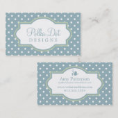 Lt青緑及び白の水玉模様の名刺 名刺 (正面/裏面)