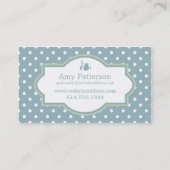Lt青緑及び白の水玉模様の名刺 名刺 (裏面)