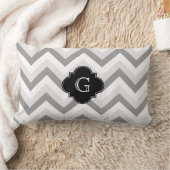 Lt 2グレーホワイトシェブロンブラックモノグラム ランバークッション (ブランケット)