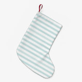 Lt Blueおよび白いの横のストライプ スモールクリスマスストッキング (正面 (吊り時))