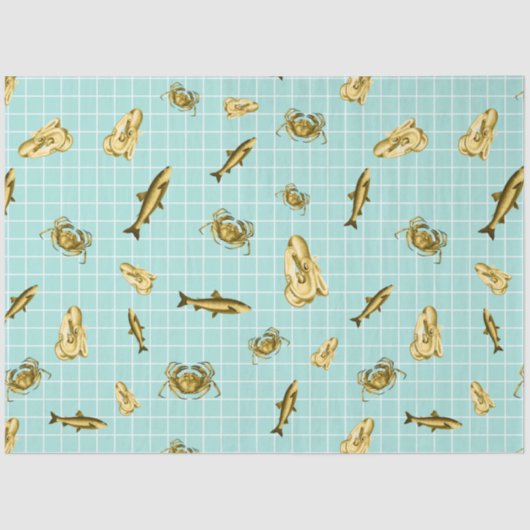 Lt Blueおよび金ゴールドシ航海のリーズデザイン4 薄葉紙 (正面)