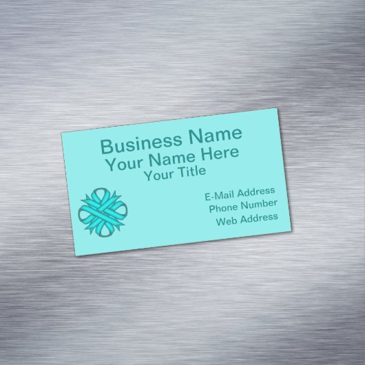 Lt Blue/ティール(緑がかった色)クローバーリボンby Kenneth Yoncich マグネット名刺 (インサイチュ)