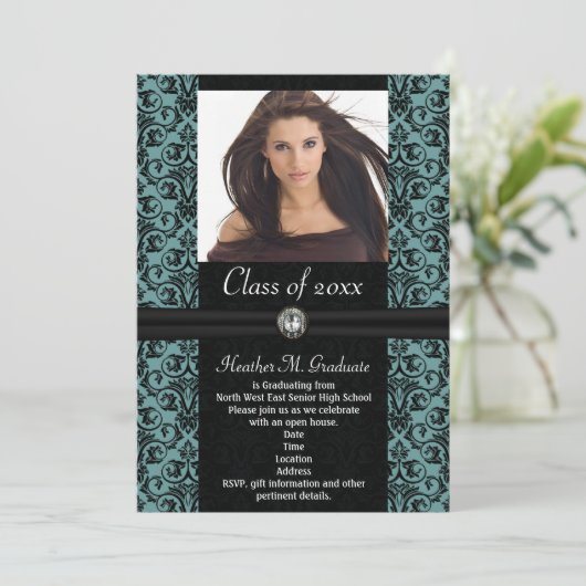 Lt.Blue Damask卒業 招待状 (スタンド正面)