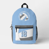 lt blue grayバレーバレーチームのチームカラーチーム名 プリントバックパック (正面)
