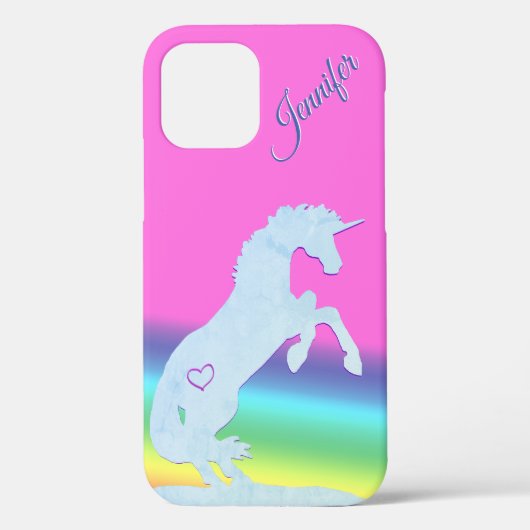 Lt. Blue Unicornシルエット(レインボー/パーソナライズ) Case-Mate iPhoneケース (裏面)