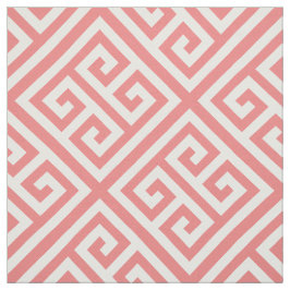 Lt Coral White Med Greek鍵Diag Tパターン#1 ファブリック