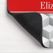 Lt Gray Wht 3D Look Cubes赤名モノグラム マウスパッド (コーナー)