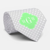 Lt Gray Wht Dots Mint Green Quatrefoil 3 Monogram ネクタイ (ロール)
