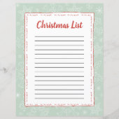 Lt Green Snowflake Christmas BG Santa Wish List (正面)