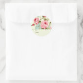 Lt Yellow Shabby Chic Rose Personalized To & From ラウンドシール (バッグ)