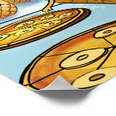 LTCartoonsおもしろいパイナップルピザ漫画 ポスター (角)