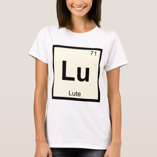 Lu - 琥珀色 音楽 化学周期表シンボル tシャツ (正面)