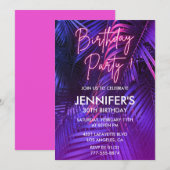 Luau 30th birthday invitations Pink Neon Tropical 招待状 (正面/裏面)