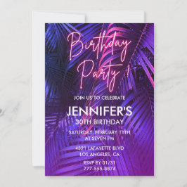 Luau 30th birthday invitations Pink Neon Tropical 招待状