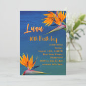 Luau Adult Birthday Party Hawaiian Flowers 招待状 (スタンド正面)