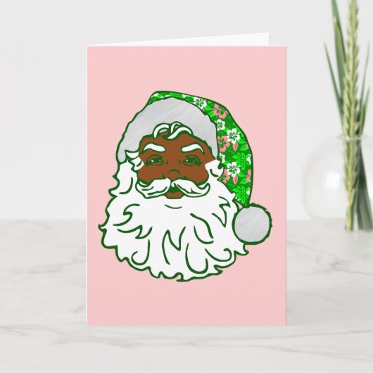 luau pink christmas hawaiian african black santa  シーズンカード (正面)