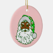 luau pink christmas hawaiian african black santa  セラミックオーナメント (右)