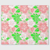 luau pink christmas hawaiian hibiscus floral xmas ラッピングペーパー (フラット)