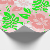 luau pink christmas hawaiian hibiscus floral xmas ラッピングペーパー (角)