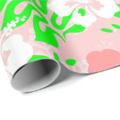 luau pink christmas hawaiian hibiscus floral xmas ラッピングペーパー (ロールコーナー)
