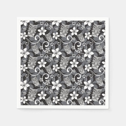 LUAU TIKI DESIGN (CHARCOAL) スタンダードカクテルナプキン (正面)