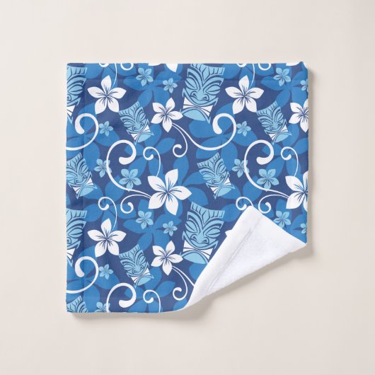 LUAU TIKI PATTERN (BRIGHT BLUE) バスタオルセット (ウォッシュタオル)