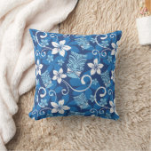 LUAU TIKI PATTERN (BRIGHT BLUE) THROW PILLOW クッション (ブランケット)