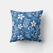 LUAU TIKI PATTERN (BRIGHT BLUE) THROW PILLOW クッション (裏面)