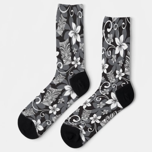 LUAU TIKI PATTERN (CHARCOAL) ソックス (左)