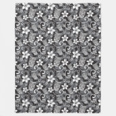 LUAU TIKI PATTERN (CHARCOAL) フリースブランケット (正面)