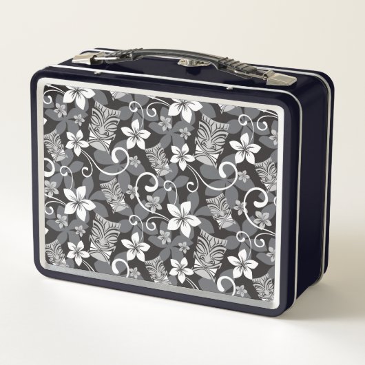 LUAU TIKI PATTERN (CHARCOAL) メタルランチボックス (裏面)