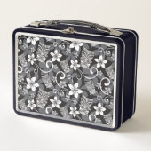 LUAU TIKI PATTERN (CHARCOAL) メタルランチボックス (正面)