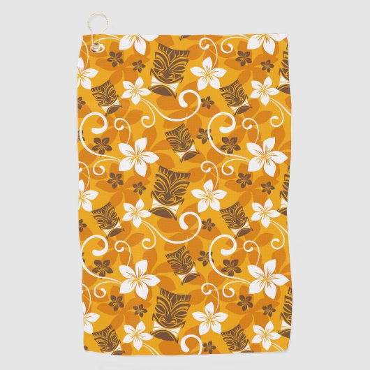 LUAU TIKI PATTERN (ORANGE) ゴルフタオル (正面)