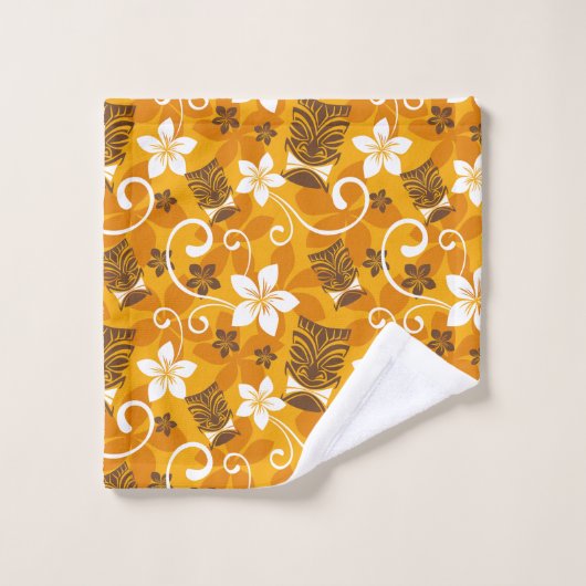 LUAU TIKI PATTERN (ORANGE) バスタオルセット (ウォッシュタオル)