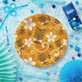 LUAU TIKI PATTERN (ORANGE) ペーパープレート (パーティー)