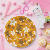 LUAU TIKI PATTERN (ORANGE) ペーパープレート (パーティー)