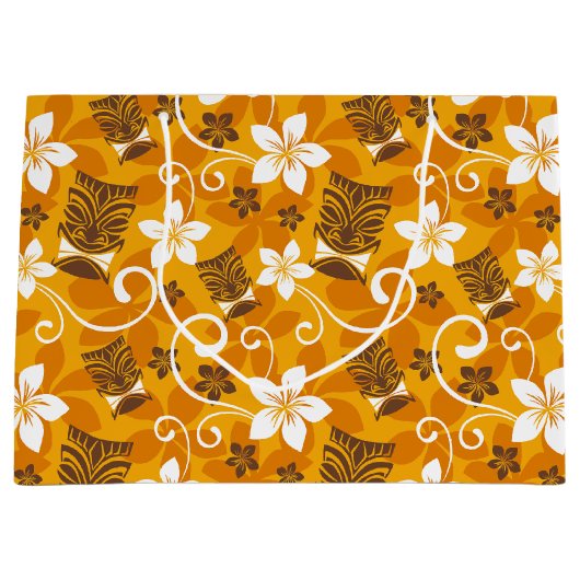 LUAU TIKI PATTERN (ORANGE) ラージペーパーバッグ (正面)