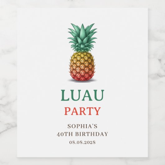 Luau tropical party with pineapple  wine label ワインラベル (シングルラベル)