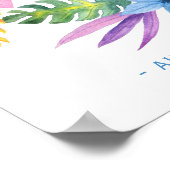 Luau tropical wreath baby shower welcome sign ポスター (角)