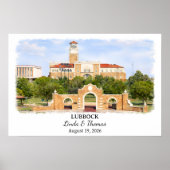Lubbock Texas Poster, Watercolor, Custom ポスター (正面)