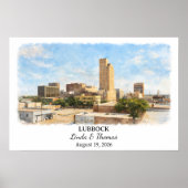Lubbock Texas Poster, Watercolor, Custom ポスター (正面)